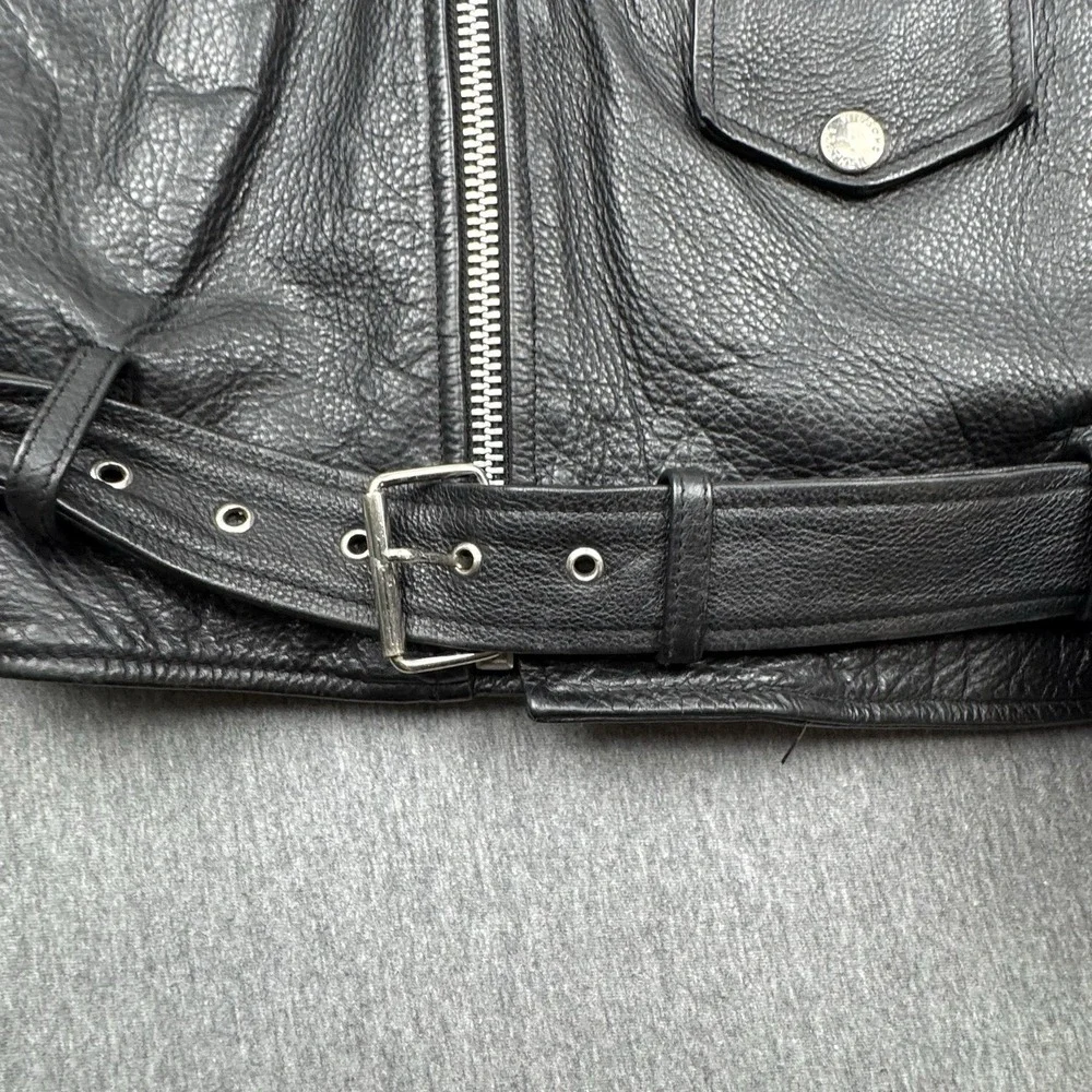 Wilsons Leather Lined Motorcycle Biker Jacket Black Men's Sz M Asymmetrical Zip